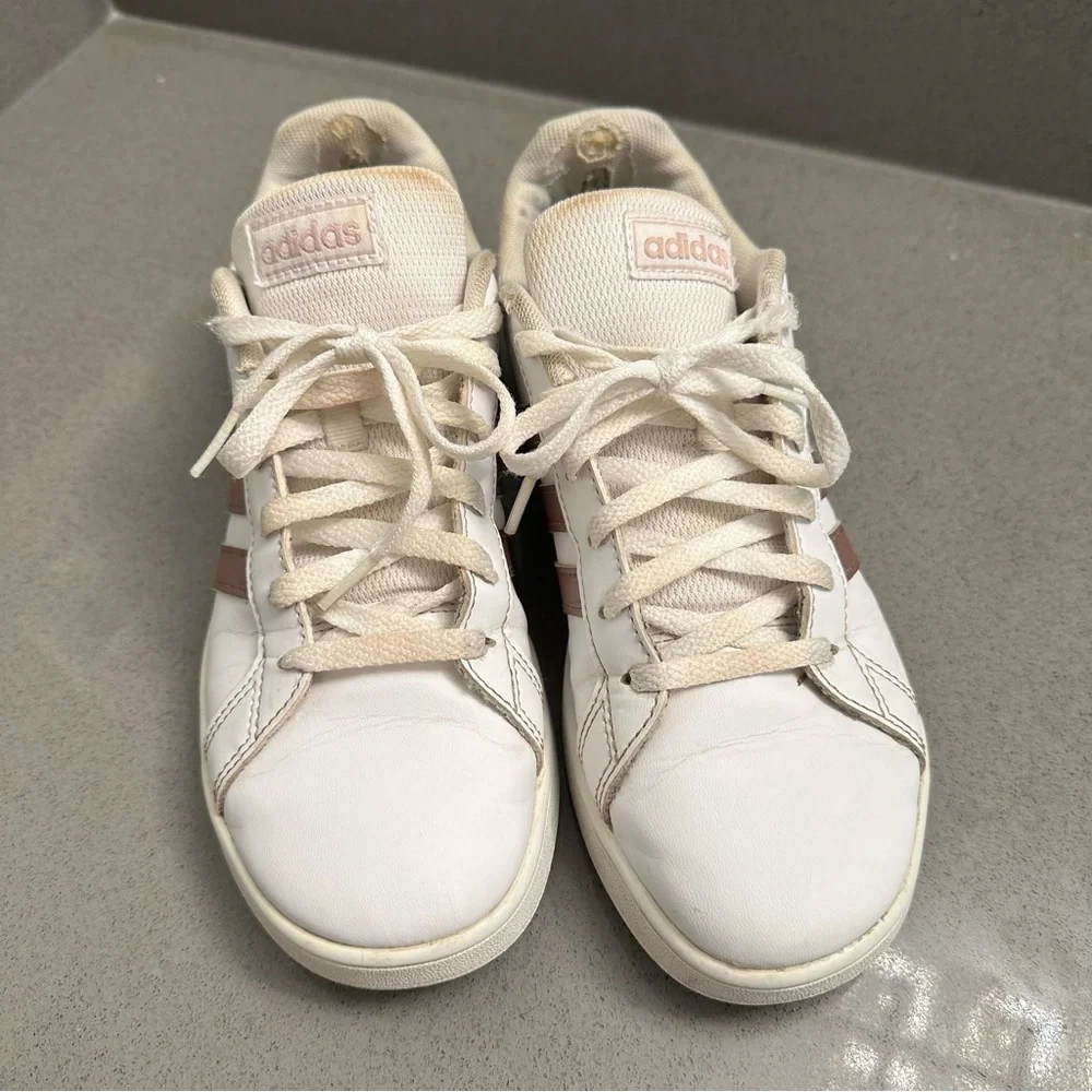 Adidas White Sneakers with Pink Stripes - Picture 2 of 8
